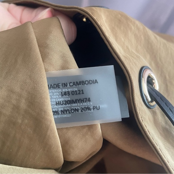 Rebecca Minkoff Nylon Mab Large Drawstring Shoulder Tote Military Tan Brown - Picture 7 of 16